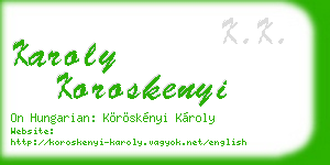 karoly koroskenyi business card